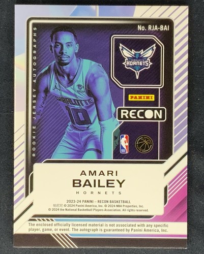 2023-24 Panini Recon Amari Bailey Green Rookie 3 Color Patch Auto SP Nets. /18 - 第 2/2 張圖片