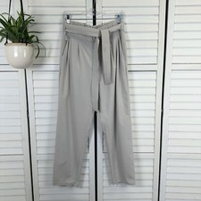 Athleta Skyline II Pants Abalone Gray Taupe Pleated Tie Waist Taper Size 6