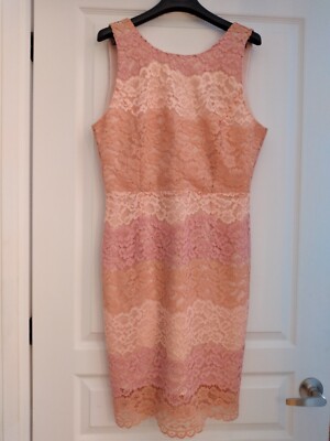 NWT TAHARI three shades of beautiful pink lace dress size 10