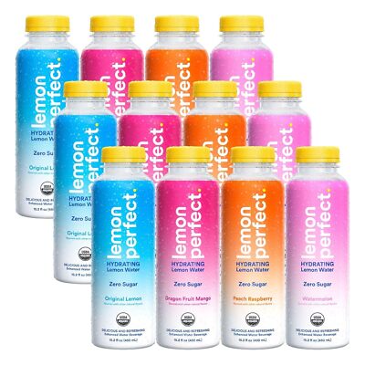 Lemon Perfect 4-Flavor Variety Pack, Hydrating Flavored Lemon Water, Zero Sugar,