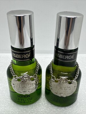 Lot Of 2 Faberge BRUT For Men 1.5 fl oz Lotion Splash Vintage Green Bottles Full