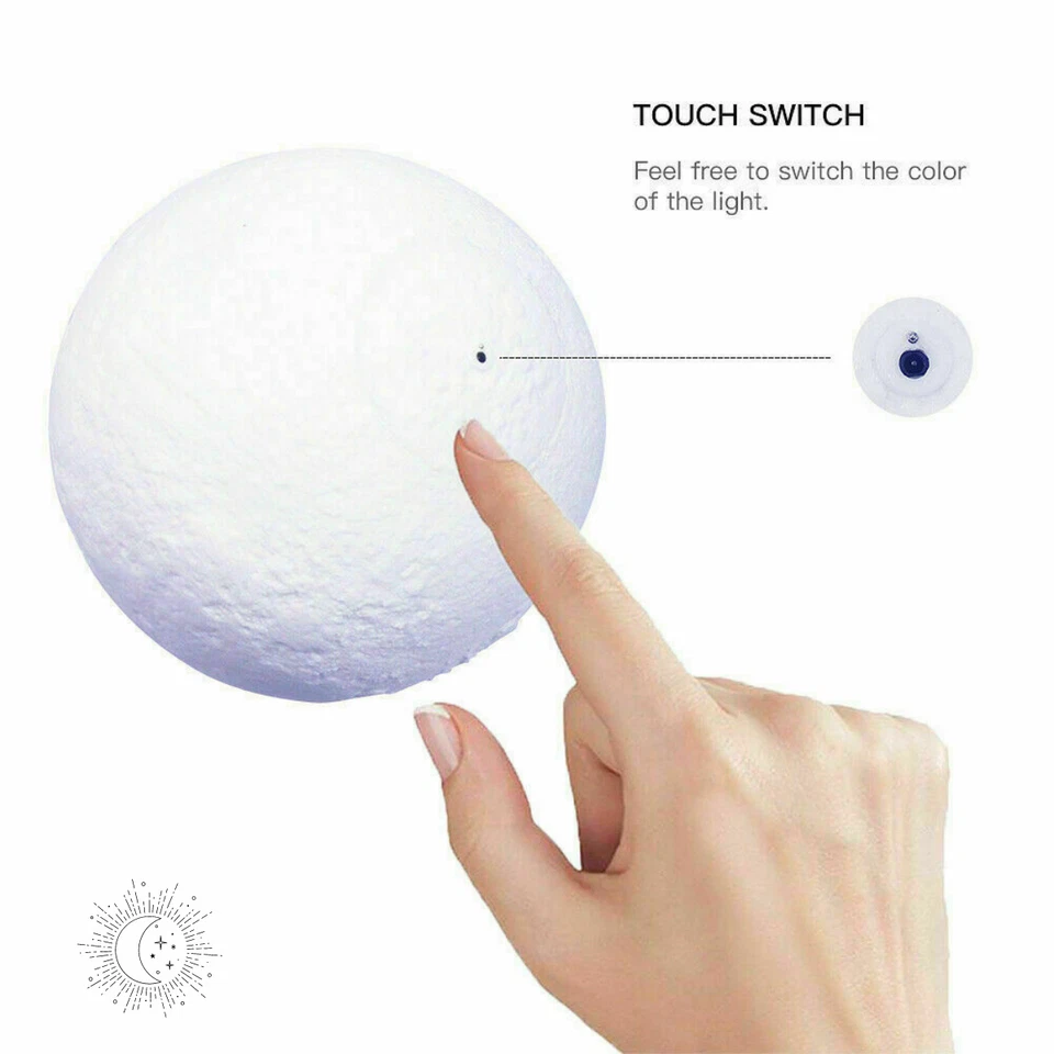 3D Lunar Moon Lamp Dimmable Moonlight LED Night Light Touch Pat Remote 10-20cm - image 4 of 4