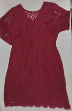 MSLG Women's Elegant 3/4 Sleeves Floral Lace Dress Size 2XL NWT Burgundy 