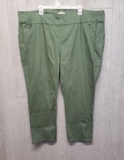 Woman Within Pants Womens 30W Petite Crop Pull On Stretch Green 48x25 Pockets 