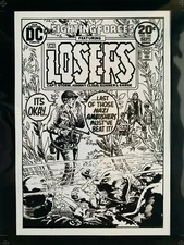 Production Art OUR FIGHTING FORCES ft. LOSERS #144 cover, JOE KUBERT art, 8.5x11