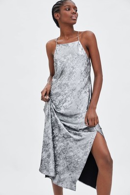 silver zara dress