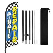 FSFLAG Hail Repair Swooper Flag 8FT with Pole Feather Banner for Auto Repair Ads