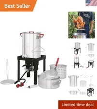 Deluxe Aluminum Turkey and Fish Fryer Set - 50,000 BTU Burner for Outdoor Feasts