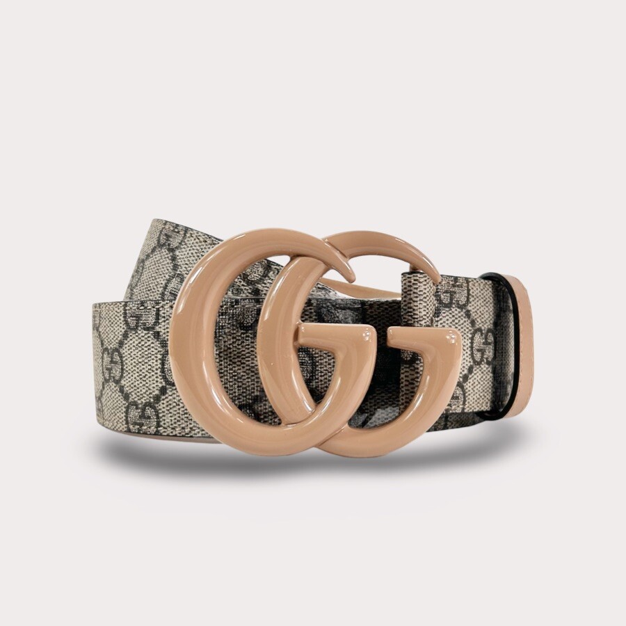 Gucci Beige and Brown GG Monogram Belt Gucci GG Supreme Monogram Matte Plutone Calfskin Double G  main image 4