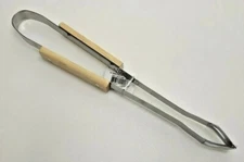 Ankyo Stainless Steel Forked Tongs w/ Wooden Hand Braces 14" Length 066