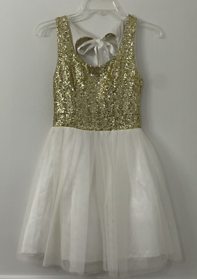 B. Darlin Teen Bow Dress Beautiful Size 5/6 White/With Gold Sequins | eBay B. Darlin Teen Bow Dress Beautiful Size 5/6 White/With Gold Sequins | eBay