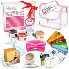 22pc Clay Mask Facial Skincare Kit by Flamor Natural Beauty. NEW Factory Sealed