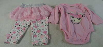 DDG Darlings 2 piece Romper Skirt Pants 3-6 M Pink Glittered Elasticated Waist 