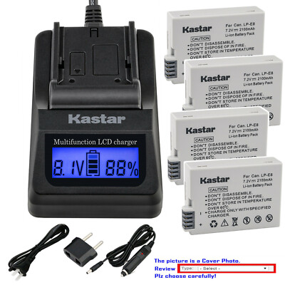 Kastar Battery LCD Fast Charger for Canon LP-E8 LC-E8 & Canon EOS 650D Camera