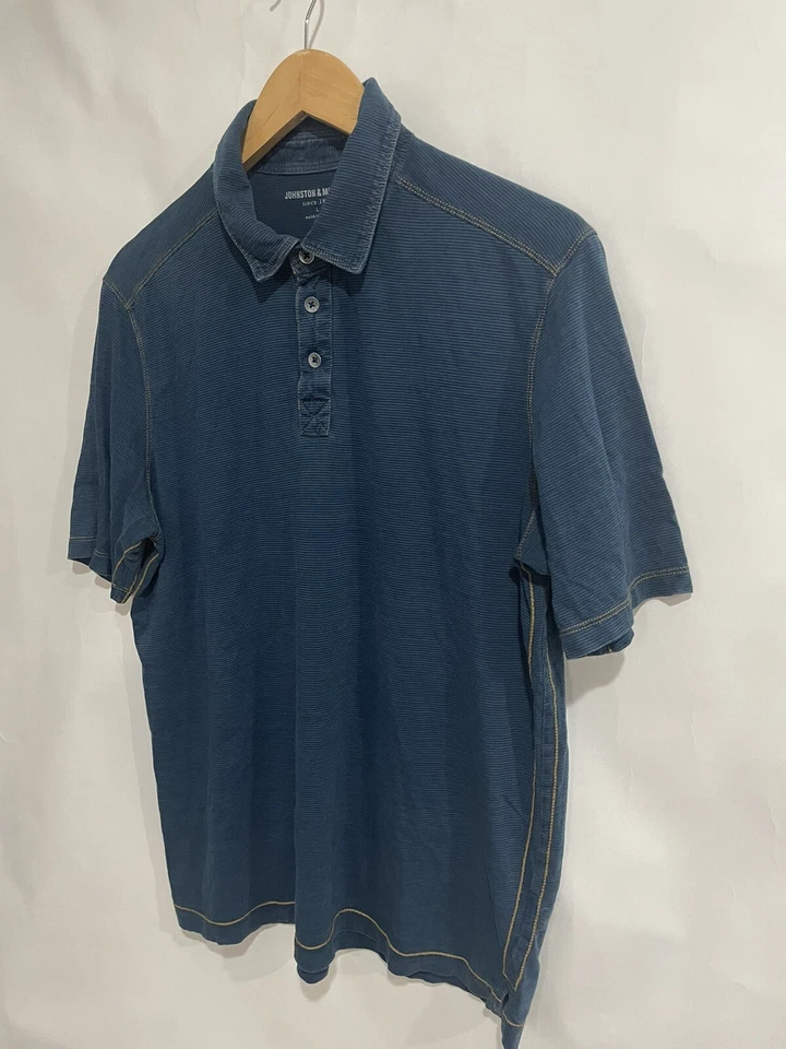 Johnston + Murphy Since 1850 Blue Mens Top , Polo Casual Shirt 100% Cotton - Image 2 of 4
