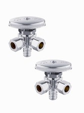 EFIELD 2 PC Dual Outlet Angle Stop Valve,1/2" Pex Crimp 3/8" x3/8" Compression