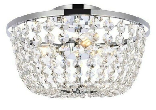 Chandelier Crystal Flush Mount Ceiling Light Chrome Dining Room Bathroom Bedroom - Picture 1 of 10