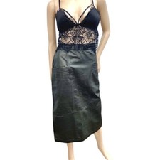 Vintage 80s Black Leather Midi Skirt EUC 
