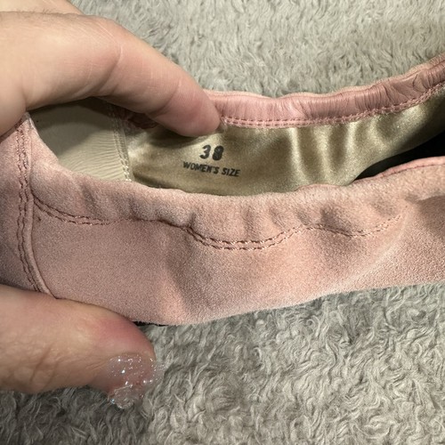 Tod’S Gommino Pink Suede Black Front Ballerina Flat Women's Size US 8 EU 38 - Picture 12 of 12
