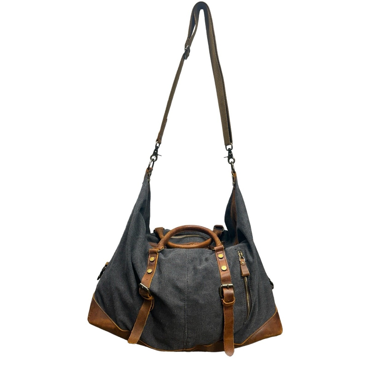 S-zone Weekend Duffle Bag Luggage Travel SuitCase Canvas Blue Gray