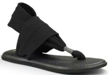 Women Sanuk Yoga Sling 2 Flip Flop Sandal SWS10001 Black Size 100  Original New