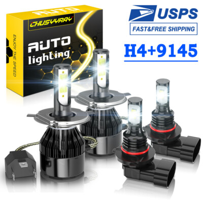 For Toyota Tundra 2000-2006 4x 6000K LED Headlight Hi/Lo + Fog Light Bulbs Kit