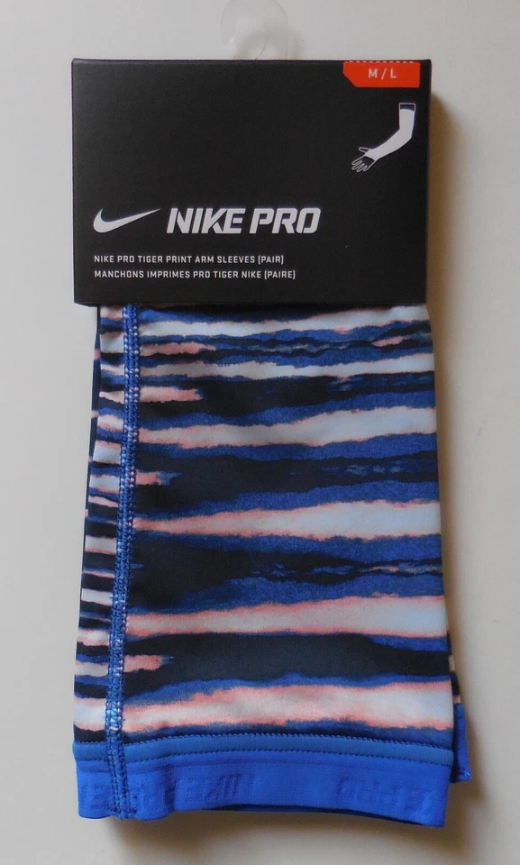 Nike Pro Tiger Print Arm Sleeves Women Royal Blue/Black/Sunblush M/L - Image 2 of 4