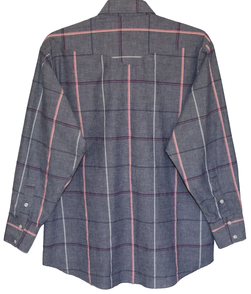 Camisa Western Panhandle Slim Proud To Be American Gris Rosa Cuadros Talla 17.5-35 Foto 4 de 4