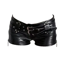 Womens Hot Festival Short Pants Sexy Shorts With Adjustable Double Belts Black