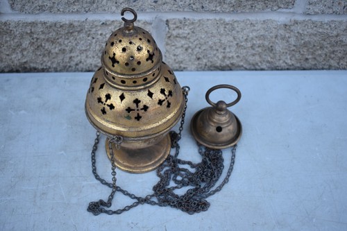 Antiguo incensario vintage de triple cadena, Thurible (CU929) chalice co - Imagen 5 de 9