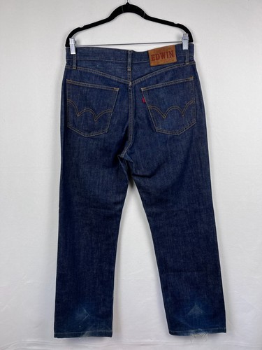 Edwin - Size W33 / L33 - Men's "503" Cotton Straight Leg Dark Blue Denim Jeans - Picture 3 of 14