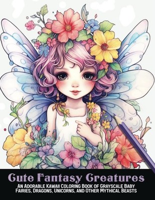 Cute Fantasy Creatures: An Adorable Kawaii Coloring Book of Grayscale Baby Fairi