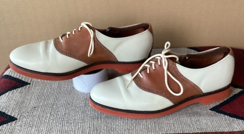 Cole Haan Saddle Oxford Shoes Cream Suede Brown Leather USA Mens 11 D - Picture 2 of 9