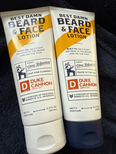 2X Duke Cannon Best Damn Beard & Face Lotion USA Citrus Hefeweizen Scent 3.2oz