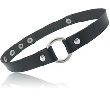 Long Extended Leather Choker Collar Gothic Soft PU Circle Punk Adjustable Choker
