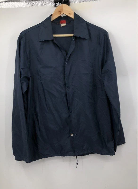 Pla-Jac by Dunbrooke Navy Waist Tie Nylon Vintage Jacket Windbreaker Men's S 80s