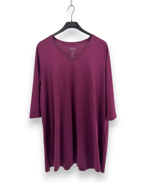 Ulla Popken Damen Longshirt Gr. 46/48 In Dunkle Beere A-Linie Shirt T-Shirt 3/4-image
