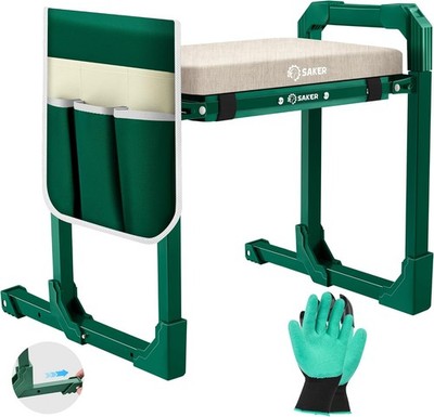 Saker Garden Kneeler and Seat Foldable Gardening Stool with Extendable Legs & Th