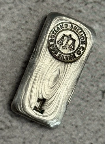Rutland Bullion Co. 1 oz Hand Poured Silver Bar .999 Fine Silver
