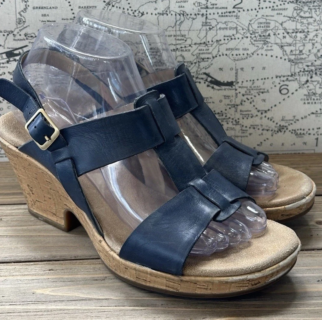 Sandali Clarks blu sughero zeppa scarpe comode estive chic taglia 8 5