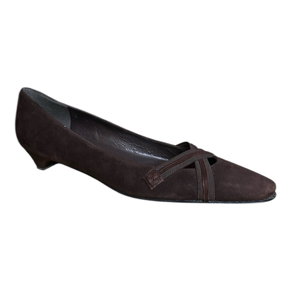 Stuart Weitzman Women's Brown Suede Kitten Heel Shoes Size 8.5 Made in Spain