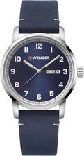 Wenger Swiss Army 01.1541.115 Attitude Blue Dial Leather Strap Watch 42mm
