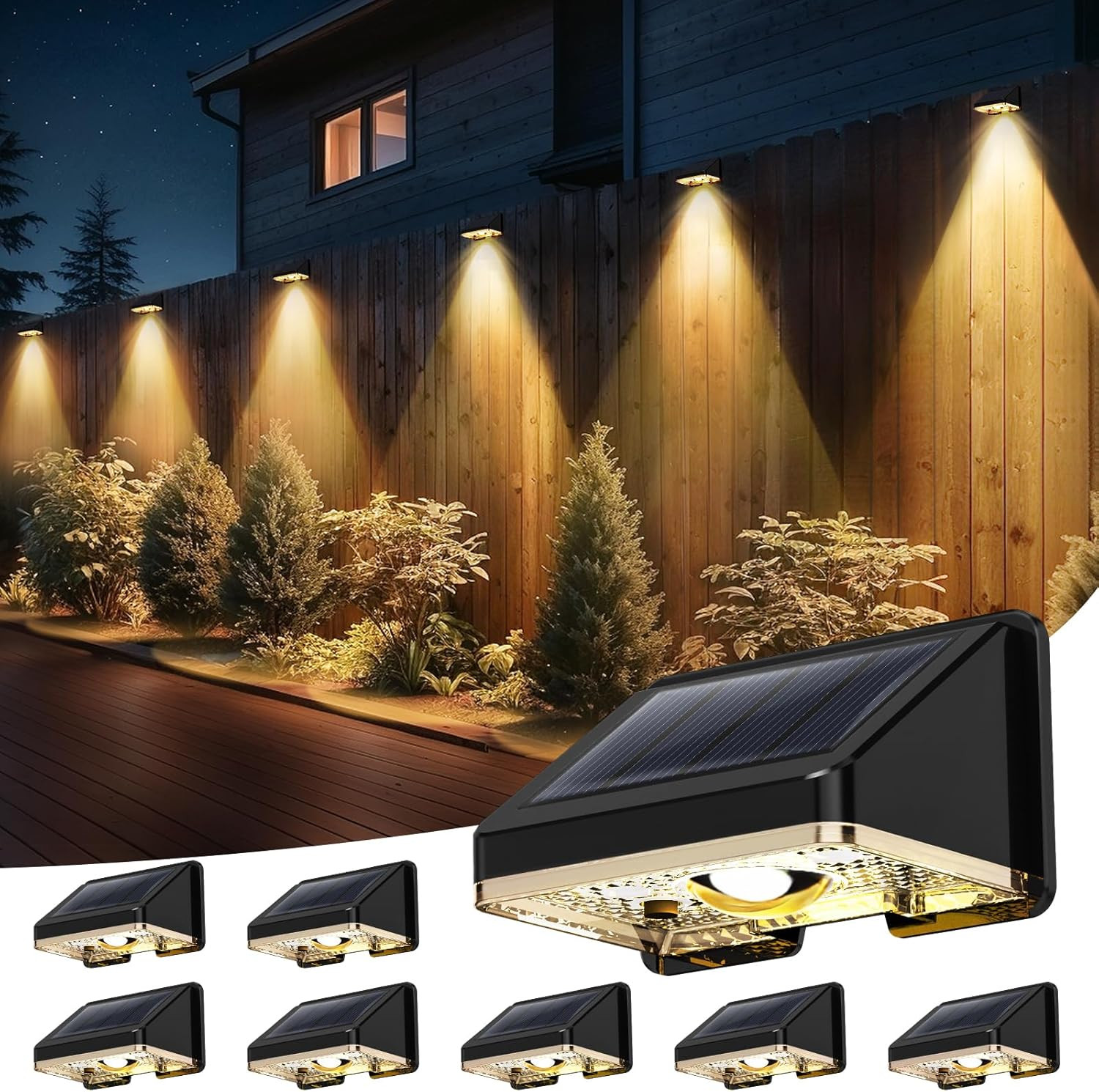 Applique Esterno Solari IP65 - Set 8 Lampade LED Bianco Caldo 3000K