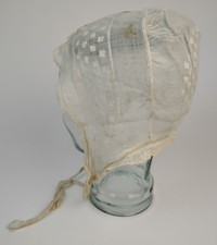 Antique Victorian Sheer Cotton Dotted Cap Bonnet 19th Century