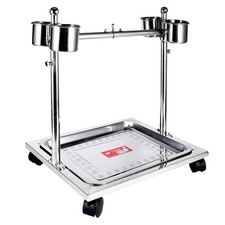 Stainless Steel Parrot Stand Perch Rack Bird Play Center Toy Food Bowls Tray 