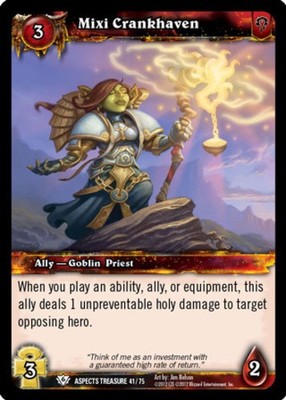 Moderate Play WoW TCG Mixi Crankhaven Battle of the Aspects Treasure Pack World 