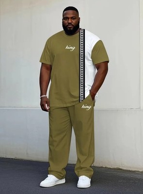 Men's Outfit 2 Piece Set Shirt & Pants Suit PLUS SIZE BIG 4XL