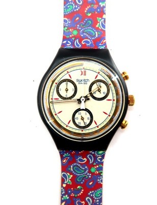 NEW Swatch Chrono Watch AWARD SCB108 with Case & Papers 1992 NOS New Battery 
