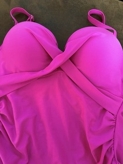 Women’s Pink Solid One Piece Swimsuit 3XL Plus Wide Strap Lined Poly/Elast