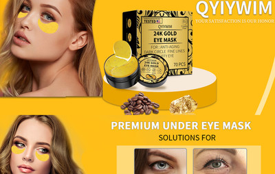 70PCS 24K Gold Under Eye Patches, Dark Circles Puffiness Treatment Skincare Mask